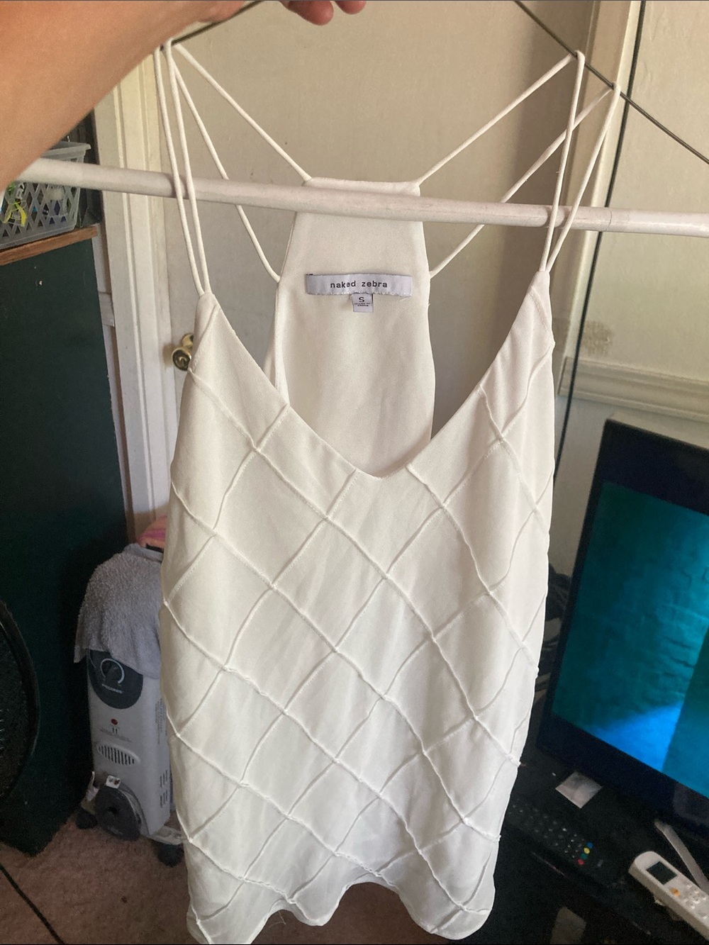 Naked Zebra White Diamond-Textured Strappy Cami